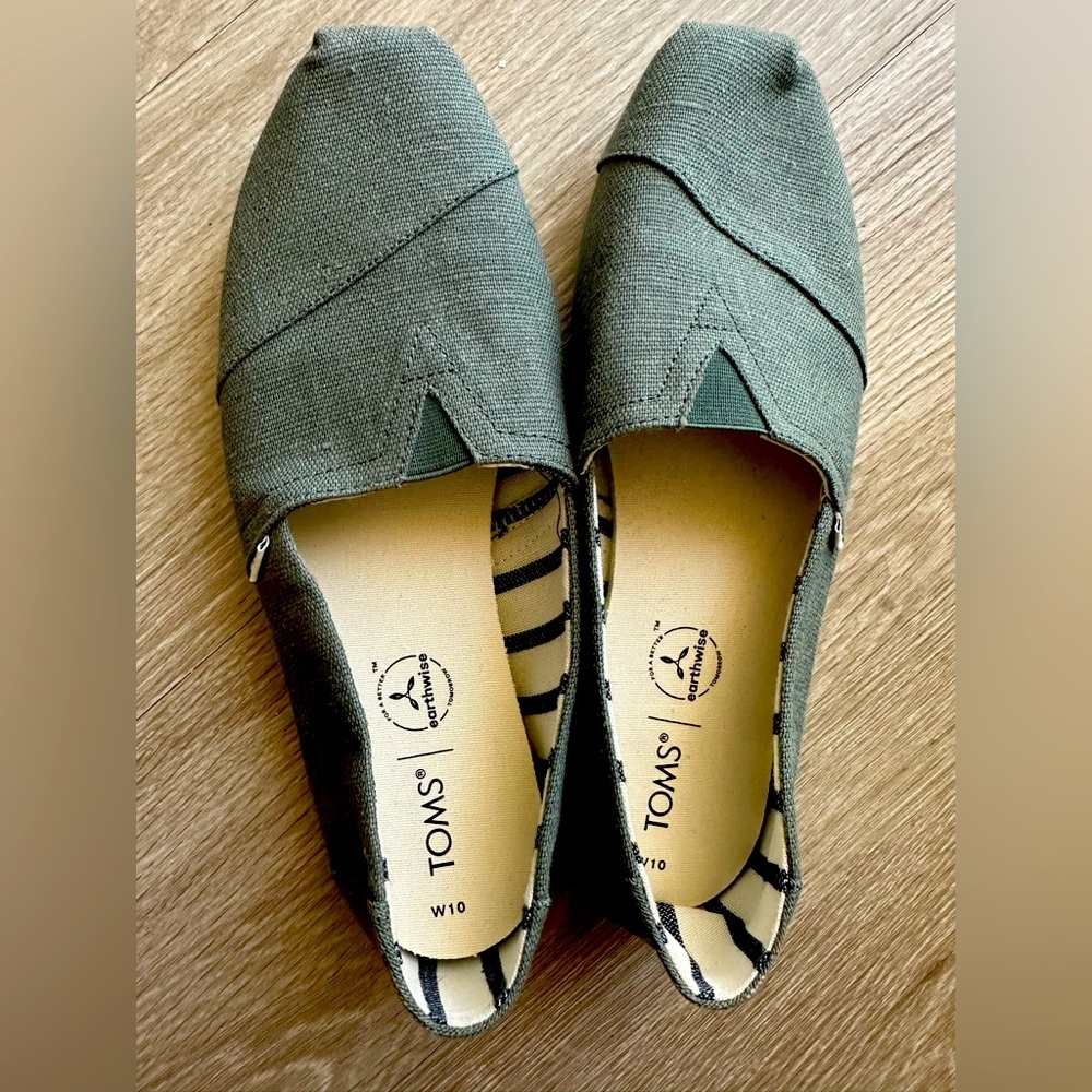 TOMS Earthwise Green Canvas Slip-Ons